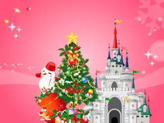 Christmas Castle and Tree Wallpaper: Enchanting Holiday Ambiance