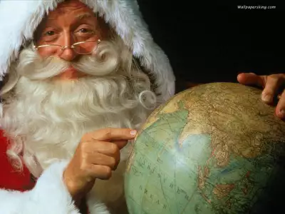 Santa watching the globe