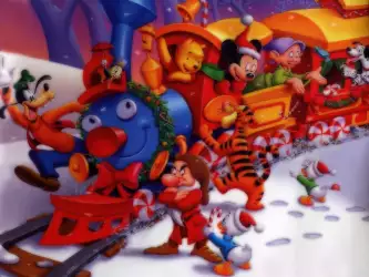 Walt Disney Christmas Train Wallpaper - Festive Journey through the Holidays