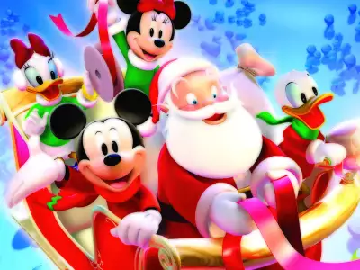 Disney Christmas with Santa Wallpaper - Festive Jolly with Beloved Characters