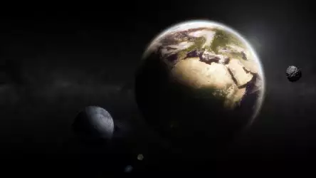 Earth And Moon In Space