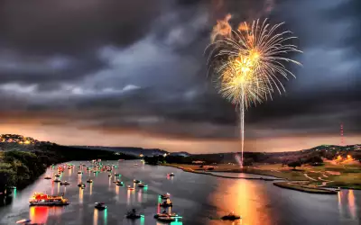 Firework On River