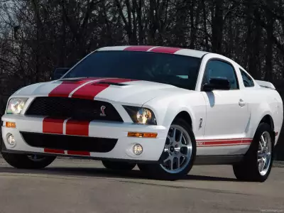 Ford Mustang White with Red Stripes