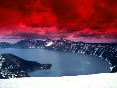 Scarlet Skies Crater Lake in Oregon