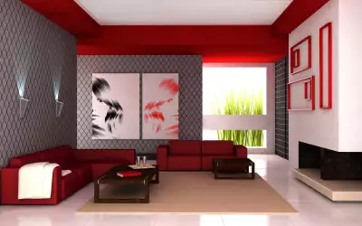 Red Couch in Living Room