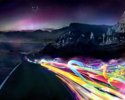 Road and Rainbow Lights