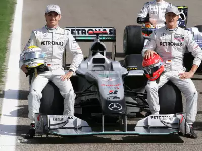 Nico Rosberg and Michael Schumacher on Mercedes F1 Wallpaper
