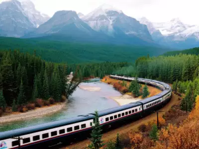Train Crossing Banff National Park Of Canada