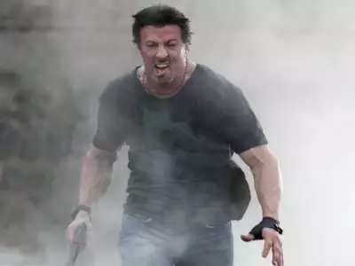 Sylvester Stallone in The Expendables Action Scene Wallpaper