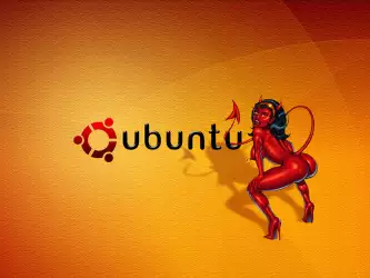 Dark Ubuntu Devil Wallpaper featuring the iconic Ubuntu logo with a devilish twist