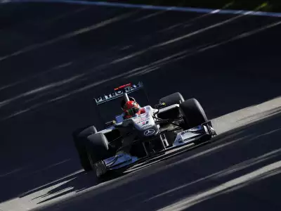 Mercedes GP Formula 1 car racing on the Monza Circuit during the Italian Grand Prix