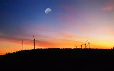 Sunset and windmills