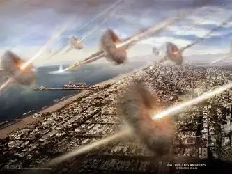Battle Los Angeles Beach - Soldiers in Intense Battle on the Shores of Los Angeles