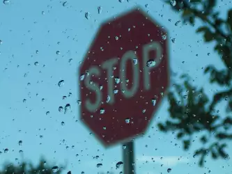 Stop Sign In The Rain