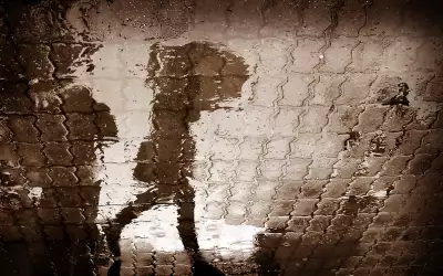 Woman shadow in the Rain
