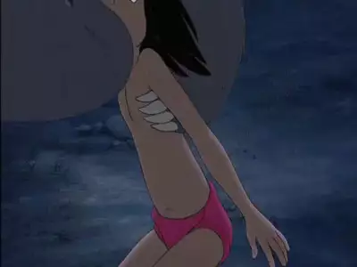 Mowgli in mid-motion during a tense and action-packed scene in The Jungle Book 2.