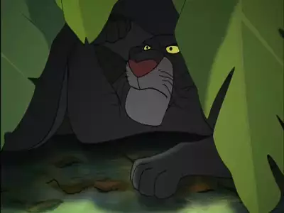 Bagheera hiding under jungle leaves from The Jungle Book 2