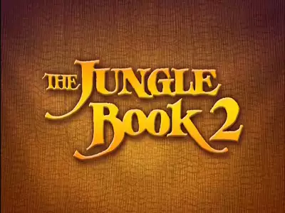 The official title logo of The Jungle Book 2 on a textured brown background