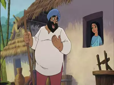 A cheerful village scene from The Jungle Book 2 featuring Ranjan's father
