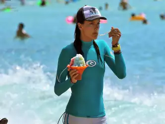 Alessandra Ambrosio Surfing In Hawaii