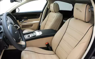 Interior view of Startech Jaguar XJ showcasing automotive luxury and elegant design