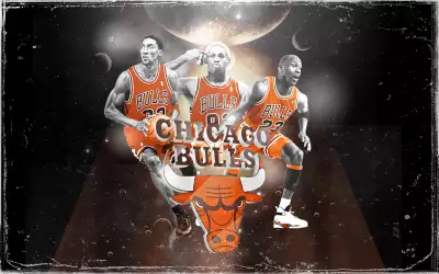 90s Bulls Big 3 Widescreen Wallpaper - Celebrating Basketball Legacy