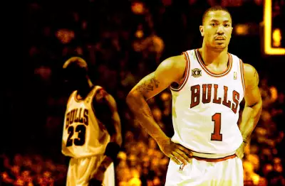 Derrick Rose and Michael Jordan Widescreen Wallpaper - Celebrating Basketball Legacy