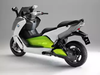BMW C Evolution electric motorcycle in action