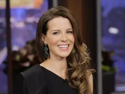 Kate Beckinsale exuding elegance during her appearance on 'The Tonight Show' with Jay Leno in Los Angeles