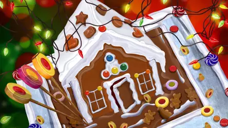 Christmas Chocolate Cake House Wallpaper - Sweet Festive Delight