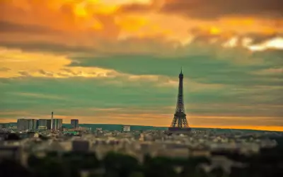 Paris At Sunset With The Eiffel Tower