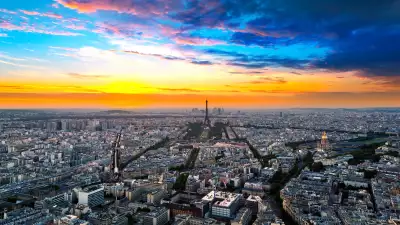Aerial View of Paris at Sunset Wallpaper