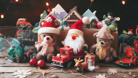 Assorted Christmas toys beautifully arranged, capturing the wonder and excitement of the holiday season