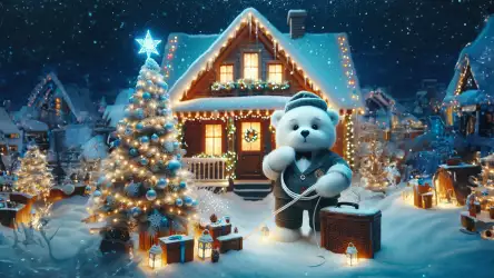 Arctic Elegance: White Bear Spreads Christmas Cheer in Outdoor Decorations
