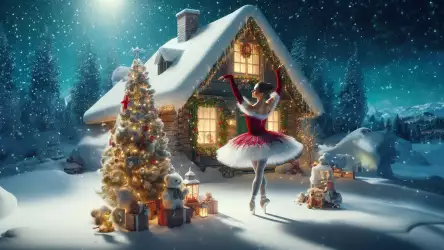Snow Ballet Elegance: Beautiful Ballerina Dancing in the Winter Wonderland
