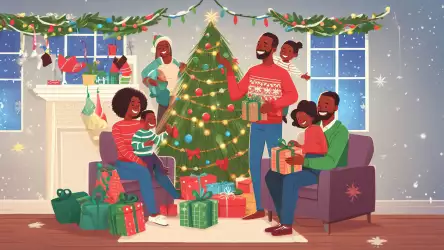 Festive Joy: A Family's Christmas Eve Celebration and Gift Opening