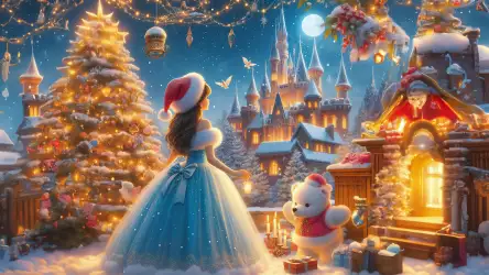 Magical Christmas Tale: Cinderella's Winter Wonderland Wallpaper