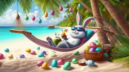 Easter Bunny with Sunglasses on Dream Beach