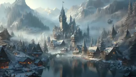 Enchanted Winter Castle Wallpaper