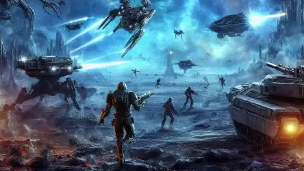 Invasion of the Unknown: Fantasy Sci-Fi Scene Wallpaper