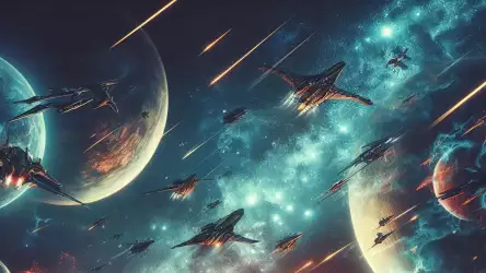 Battle Among the Stars: A Breathtaking Fantasy Space Fight Scene