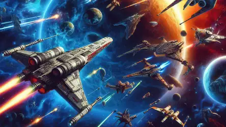 Fantasy Space Fight Scene - Galactic Battles Unleashed Wallpaper
