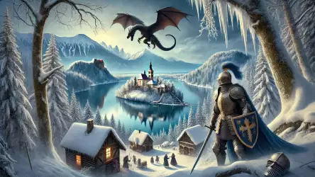 Fantasy Winter at Lake Bled Wallpaper