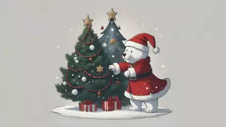 Festive Fun: Bear Decorating the Christmas Tree