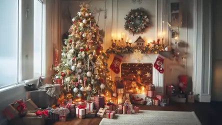 Festive Splendor: Christmas Tree Adorned with Gifts
