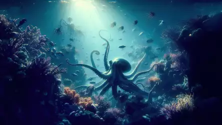 Underwater Wonderland: Giant Octopus Wallpaper