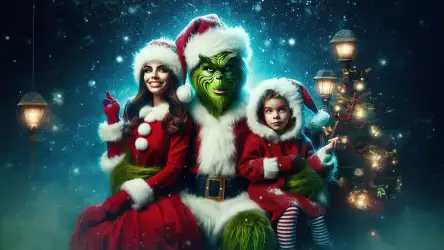 Christmas Wallpaper: The Grinch and Family Celebration