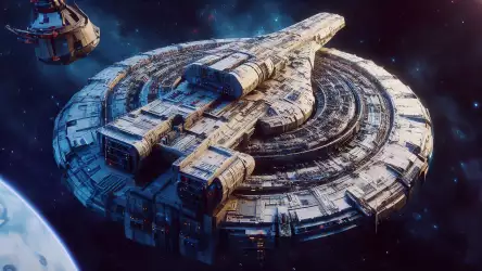 Huge Space Ship Floating in Space