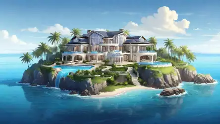 Luxury Island Mansion Wallpaper