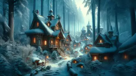 Magical Winter Village Wallpaper